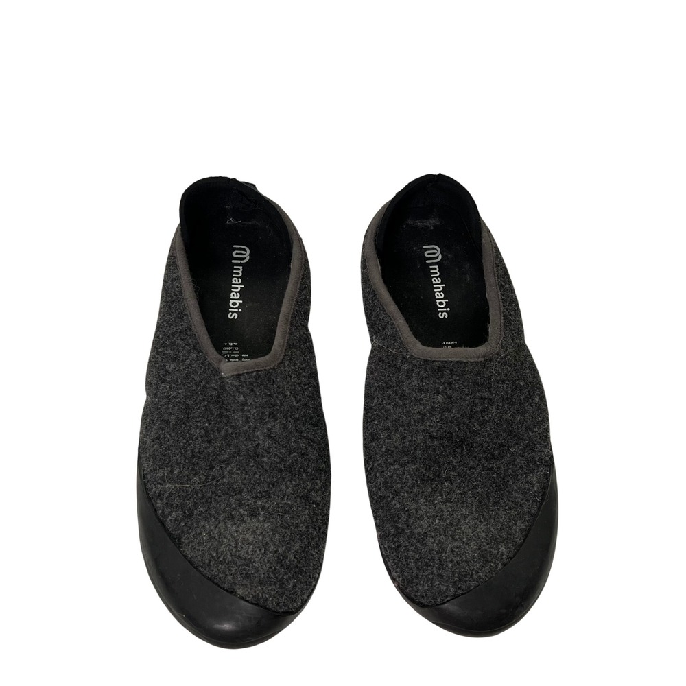 Mahabis Curve Charcoal Grey Wool Slippers Fixed Sole Mens 8 Womens 10 EU 41 5810